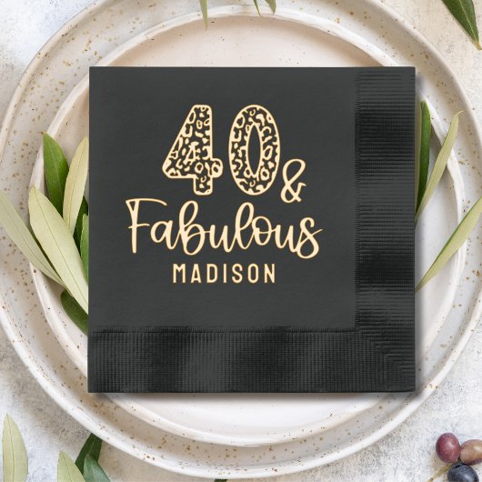 40 & Fabulous Fortieth Verjaardag Gepersonaliseerd Folie Servetten