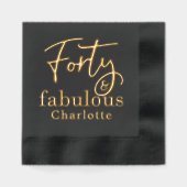 40 & Fabulous Fortieth Verjaardag Gepersonaliseerd Folie Servetten (Voorkant)