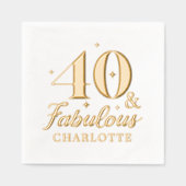 40 & Fabulous Forty Fortieth Verjaardag Gepersonal Folie Servetten (Voorkant)