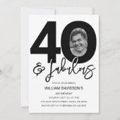 40 & Fabulous Foto 40e verjaardagsuitnodiging Kaart (Voorkant)