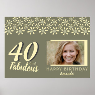 40 & Fabulous Gele Madeliefjes Bloem Waterverf Fot Poster