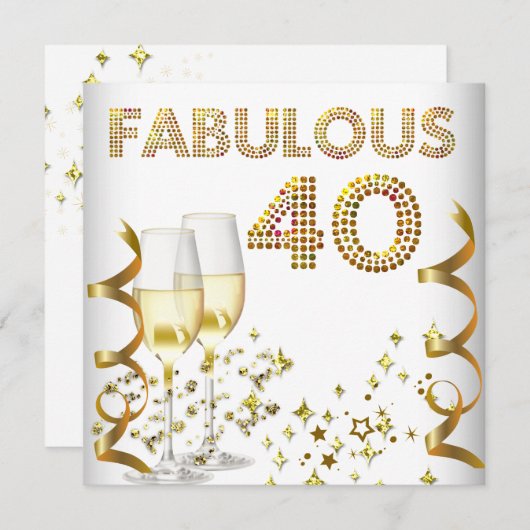 40 Fabulous Gold Champagne 40e verjaardag Kaart (Voorkant / Achterkant)