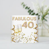 40 Fabulous Gold Champagne 40e verjaardag Kaart (Staand voorkant)