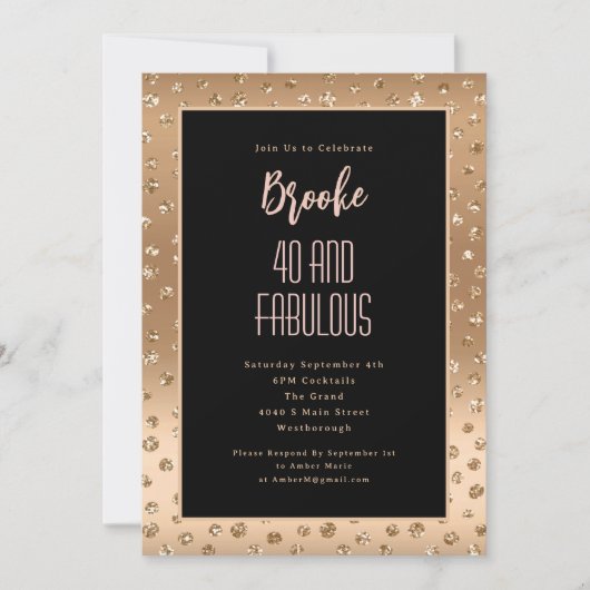 40 Fabulous Gold Sparkle Blush Pink Glam Verjaarda Kaart (Voorkant)