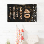 40 & Fabulous Goud & Zwart Verjaardag Verticaal Spandoek (Insitu)