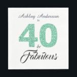 40 Fabulous Green Glitter 40th Birthday Party Servet<br><div class="desc">Viel het draaien 40 in stijl met dit elegante douane 40th verjaardagsontwerp, 40 en fabelachtig in groene glitter en zwart en jouw naam in de kalligrafie van het manuscript van het chemische. Exclusief voor u ontworpen door Happy Dolphin Studio. Als je hulp nodig hebt, kun je contact met ons opnemen...</div>