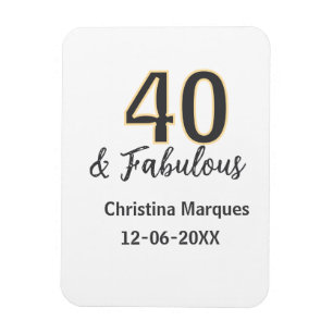 40 & fabulous grijs geel geboortekaart calligrafie magneet