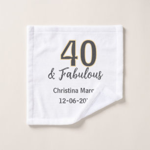 40 & fabulous grijs geel geboortekaart calligrafie washandje