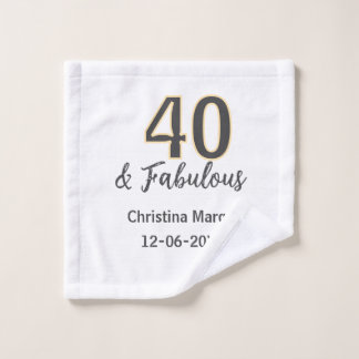 40 & fabulous grijs geel geboortekaart calligrafie washandje