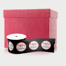40 & Fabulous Hearts 40th Birthday Zwart Satijnen Lint
