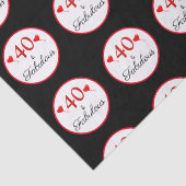 40 & Fabulous Hearts 40th Birthday Zwart Tissuepapier (Detail)
