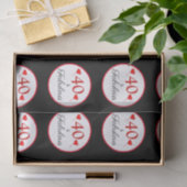 40 & Fabulous Hearts 40th Birthday Zwart Tissuepapier (Geschenk)