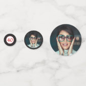 40 & Fabulous Hearts 40th Verjaardag Foto Zwart Confetti (Achterkanten)