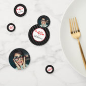 40 & Fabulous Hearts 40th Verjaardag Foto Zwart Confetti (Groep)