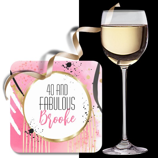 40 Fabulous Hot Pink Black Gold 40e verjaardag Kartonnen Onderzetters