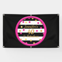 40 & Fabulous Hot Pink Black Gold-banner op zaterd