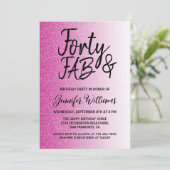 40 Fabulous Hot Pink Glitter 40e Verjaardag Kaart (Staand voorkant)