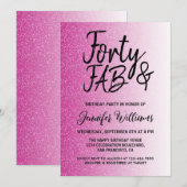 40 Fabulous Hot Pink Glitter 40e Verjaardag Kaart (Voorkant / Achterkant)