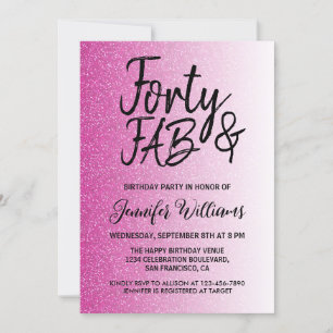 40 Fabulous Hot Pink Glitter 40e Verjaardag Kaart