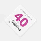 40 Fabulous Hot Pink Glitter 40e verjaardag Servet (Hoek)