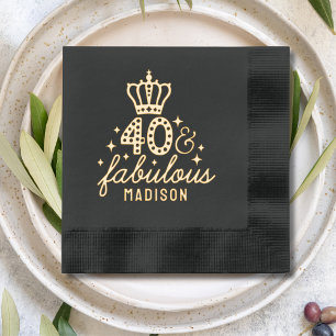 40 & Fabulous Kroon 40e Verjaardag Naam Folie Servetten