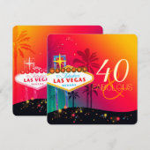 40 & Fabulous Las Vegas Birthday Party Kaart (Voorkant / Achterkant)
