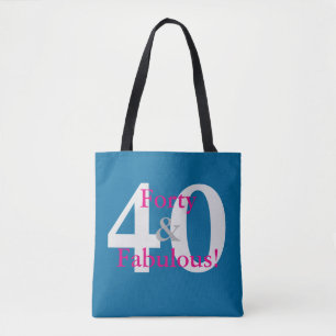 40 & Fabulous! Leuk aangepaste verjaardag Blauw &  Tote Bag
