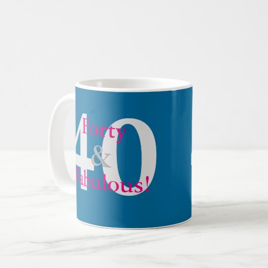40 & Fabulous! Leuk Persoonlijk Verjaardag Blauw H Koffiemok (Voorkant links)