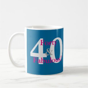 40 & Fabulous! Leuk persoonlijke verjaardag blauw  Koffiemok