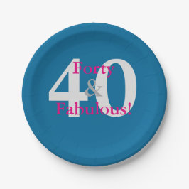 40 & Fabulous! Leuke Custom Verjaardag Blauw & Hot Papieren Bordje