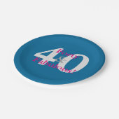 40 & Fabulous! Leuke Custom Verjaardag Blauw & Hot Papieren Bordje (Gekanteld)