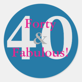 40 & Fabulous! Leuke Custom Verjaardag Blauw & Hot Ronde Sticker