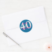 40 & Fabulous! Leuke Custom Verjaardag Blauw & Hot Ronde Sticker (Envelop)