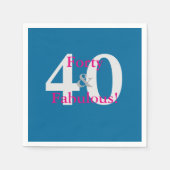 40 & Fabulous! Leuke Custom Verjaardag Blauw & Hot Servet (Voorkant)