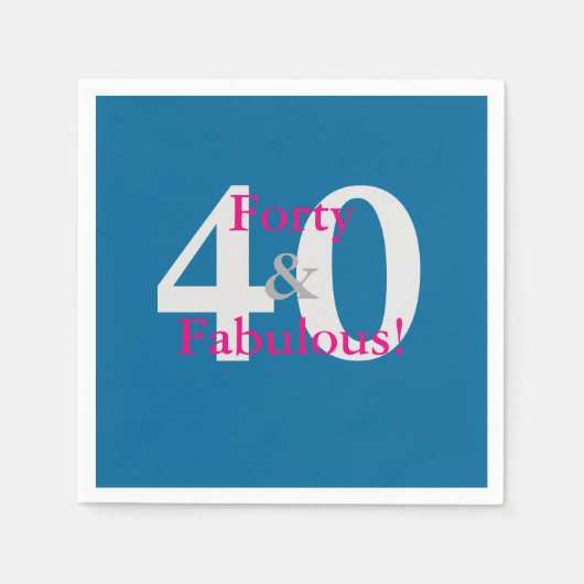 40 & Fabulous! Leuke Custom Verjaardag Blauw & Hot Servet (Voorkant)