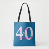 40 & Fabulous! Leuke Custom Verjaardag Blauw & Hot Tote Bag (Voorkant)