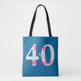 40 & Fabulous! Leuke Custom Verjaardag Blauw & Hot Tote Bag