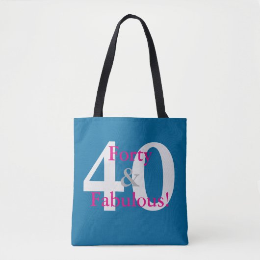 40 & Fabulous! Leuke Custom Verjaardag Blauw & Hot Tote Bag (Voorkant)