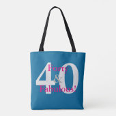 40 & Fabulous! Leuke Custom Verjaardag Blauw & Hot Tote Bag (Achterkant)