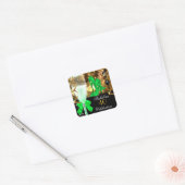 40 & Fabulous Lime Green Black Gold Gold Party Vierkante Sticker (Envelop)
