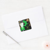 40- & Fabulous Lime Green Gold-feestdagen Vierkante Sticker (Envelop)