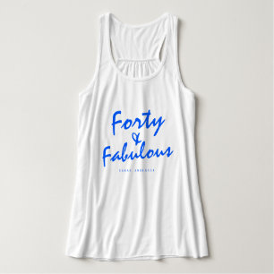 40 Fabulous Neon Blue Name 40th Birthday Gift Tanktop