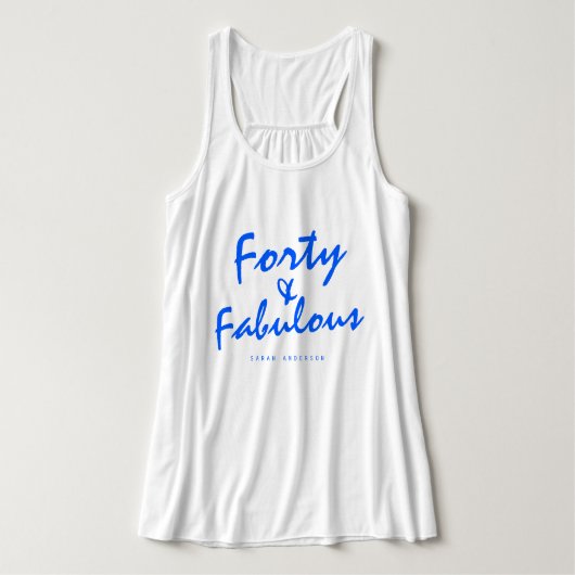 40 Fabulous Neon Blue Name 40th Birthday Gift Tanktop (Design voorkant)