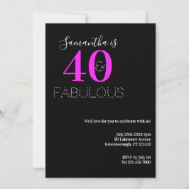 40 Fabulous Neon Roze 40e verjaardagsfeestje Kaart