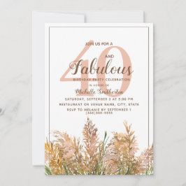 40 Fabulous Pampas Grass op White Birthday Kaart