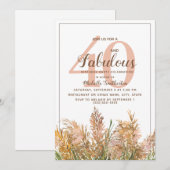 40 Fabulous Pampas Grass op White Birthday Kaart (Voorkant / Achterkant)