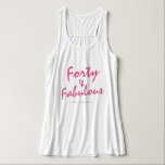 40 Fabulous Pink Name 40th Birthday Gift Tanktop<br><div class="desc">Viel het draaien 40 in stijl met deze moderne zwarte en blauwe douanenaam 40th verjaardagscassetank met de tekst veertig en fabelachtig in helder roze elegant manuscript. Voeg gewoon jouw naam toe aan dit 40e verjaardagsfeest T-shirt. Perfect verjaardagscadeau voor een moderne, stijlvolle en elegante 40-jarige. Exclusief voor u ontworpen door Happy...</div>