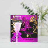 40 Fabulous Pink Paars Gold 40e verjaardag Kaart (Staand voorkant)