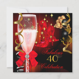 40 & Fabulous Rode Zwarte Gouden Verjaardagsschoen Kaart