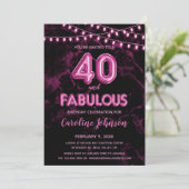 40 & Fabulous Roze Ballon Verjaardag Uitnodigingen (Staand voorkant)